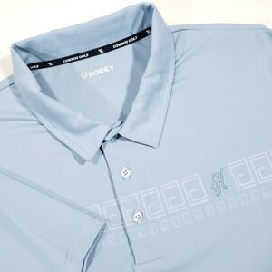 Hooey Cowboy Golf Polo Shirt Men Large Light Blue Short Sleeve Geometric Western